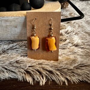 Hand crafted glass orange brown pierced Earrings